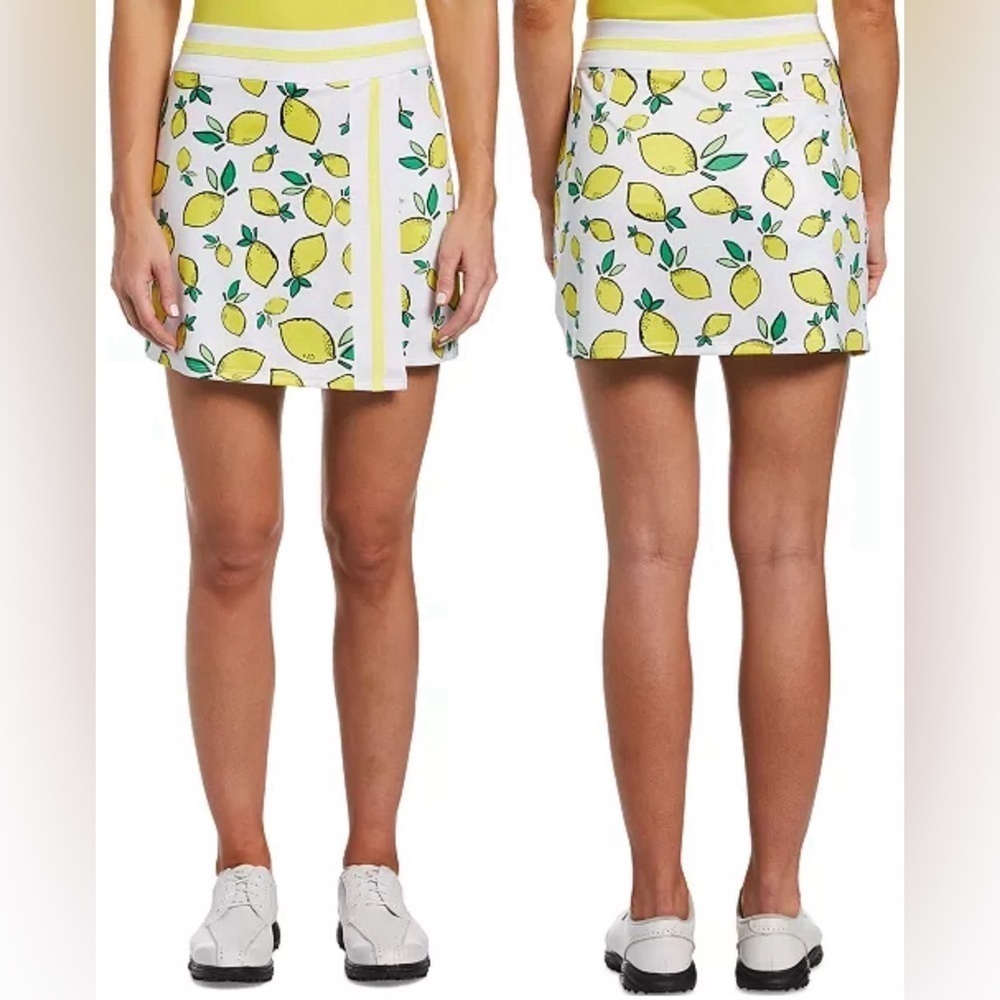 NWT PGA TOUR GOLF SKORT,STRIPED WAISTBAND, INTERLOCK KNIT FABRICATION, LEMON XXL